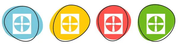 Botones Colores Que Muestran Los Iconos Bomba Calor Azul Amarillo —  Fotos de Stock