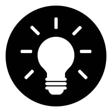 Beyaz Ampul sembollü siyah yuvarlak düğme