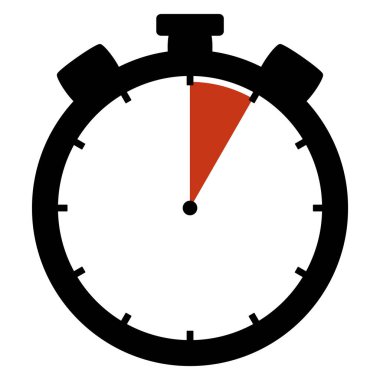 Stopwatch simgesi siyah ve kırmızı: 5 saniye ya da 5 dakika ya da 1 saat