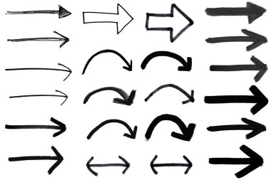 Elle çizilmiş siyah oklar koleksiyonu