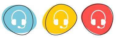 Renkli Düğme Bayrağı Mavi, Turuncu ve Kırmızı: Kulaklık simgesi