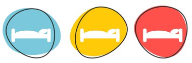 Renkli Düğme Bayrağı Mavi, Turuncu ve Kırmızı: Yatak simgesi