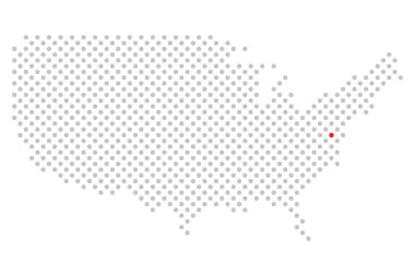 ABD 'deki Washington şehri: Kırmızı noktalı basitleştirilmiş Amerika haritası