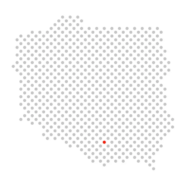 City Krakow Poland Simplified Map Red Location Dot — Stock Photo, Image