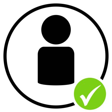 Yeşil işaretli siyah yuvarlak düğme ve Kişi simgesi