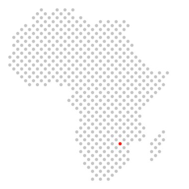 Harare in Zimbabwe - Kırmızı işaretli noktalı Afrika haritası