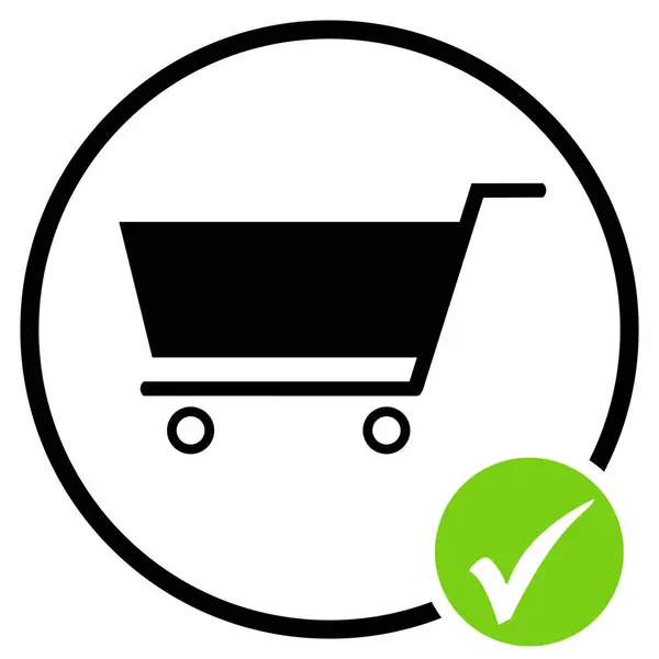 Black Button Green Checkmark Shop Icon — Stock Photo, Image