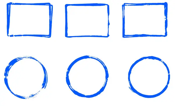 Set Rectangle Frames Circles Painted Blue Grunge Color — Stock Photo, Image