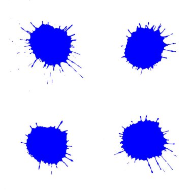 Beyaz arkaplanda 4 mavi renk lekesi kümesi