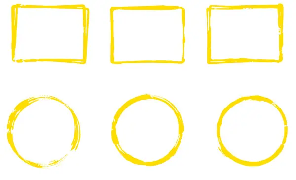 Set Rectangle Frames Circles Painted Yellow Orange Grunge Color — Stock Photo, Image