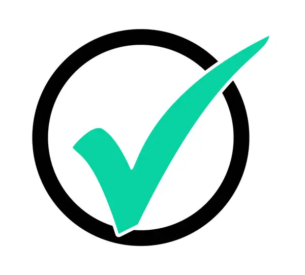 Green Checkmark Icon Black Circle — Stock Photo, Image