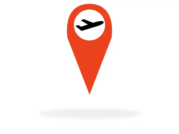 Red Marker Map Showing Airport — Stock Photo, Image