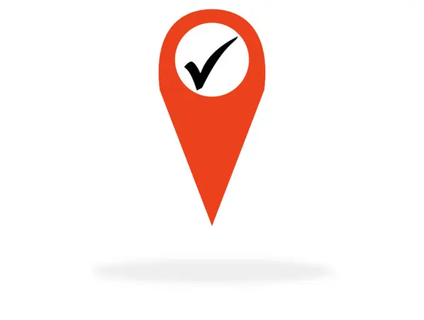 Red Marker Map Showing Checkmark — Stock Photo, Image