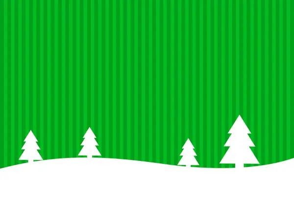 Light Green Striped Christmas Card Winter Landscape Fir Trees — Stock Photo, Image