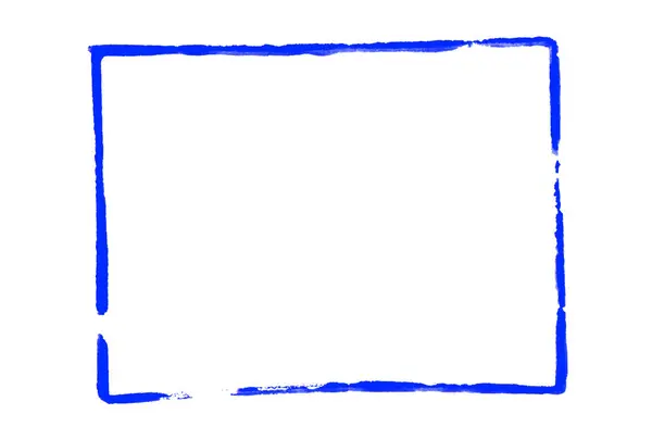 Πολύ Βρώμικο Μπλε Grunge Χρώμα Πινέλο Ορθογώνιο Πλαίσιο Εικόνα Αρχείου