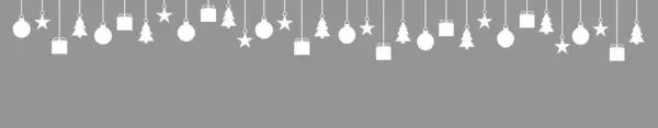 Wide Christmas Banner Hanging Decoration Grey White Stock Image