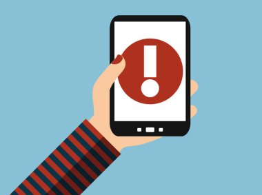 Akıllı Telefon ile El: Hata İletisi - Düz Tasarım