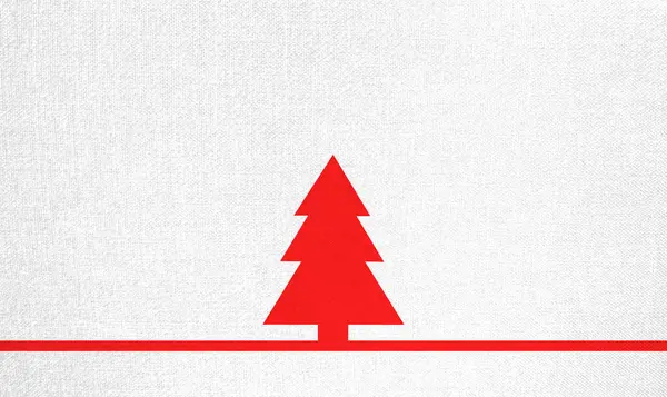 Simple White Christmas Linen Background Red Fir Tree Stripe Copy Stock Photo