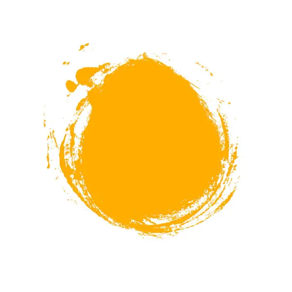 Smutsiga Handmålade Orange Penseldrag Cirkel Stockbild