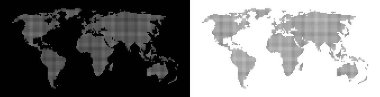 Beyaz ve siyah noktalı iki dünya haritası