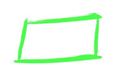 Beyaz arkaplanda elle boyanmış yeşil dikdörtgen çerçeve