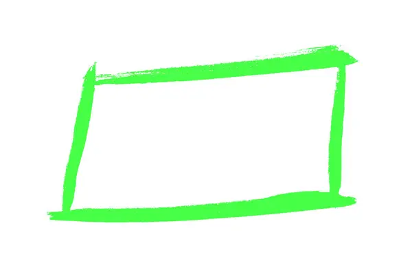 Quadro Retângulo Pintado Mão Verde Fundo Branco Fotografia De Stock