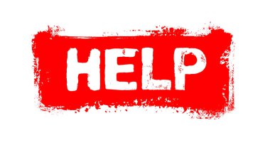 Kırmızı grunge boya fırçası bannesi Yardım