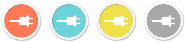 Şarj Simgesi ile 4 Yuvarlak Düğme veya Şarj Simgesi Kırmızı, mavi, sarı ve gri