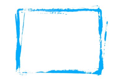 Beyaz arkaplanda el boyası açık mavi dikdörtgen çerçeve