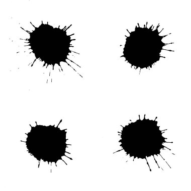 Beyaz arkaplanda 4 siyah renk lekesi kümesi