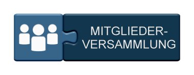 Puzzle Button with two pieces showing General Meeting in german language clipart