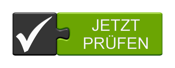 Puzzle Button with two pieces showing Check now in german language