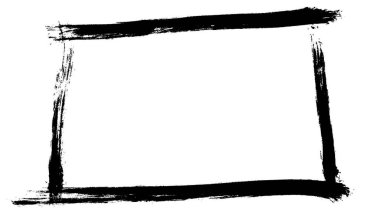 Beyaz arkaplanda el boyası kirli siyah dikdörtgen çerçeve