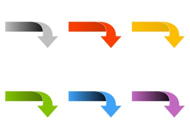 Katlanmış 6 yay kümesi aşağıdakileri gösteriyor: gri, kırmızı, turuncu, yeşil, mavi, mor