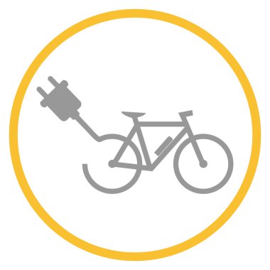 Sarı çemberdeki gri simge: E-Bisiklet