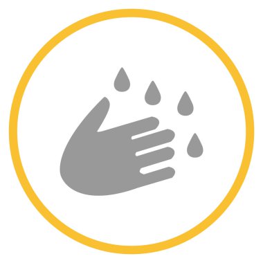 Sarı çemberdeki gri simge: Yıkama Elleri