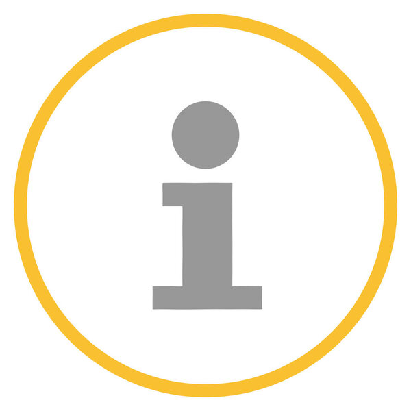 Grey icon in yellow circle: Info