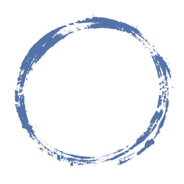 Mavi renkli fırça darbesi dairesi Kirli el boyası çerçeve