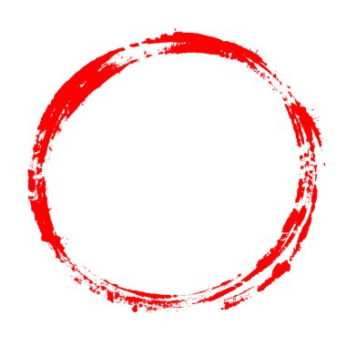 Kırmızı renkli fırça darbesi dairesi Kirli el boyası çerçeve