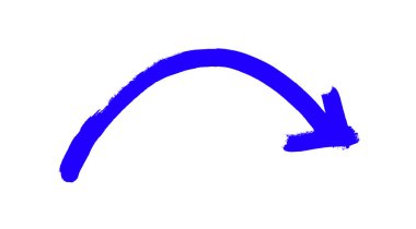 Eğri çizilmiş mavi el fırça oku