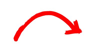 Kavisli kırmızı el boya fırçası oku