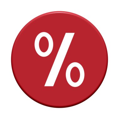 Beyaz simgeli yuvarlak kırmızı ağ düğmesi: İndirim