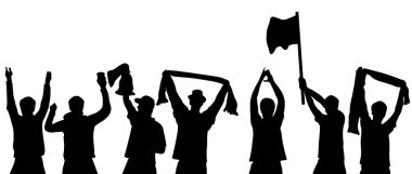 Bir grup kutlama hayranı - Siyah siluet