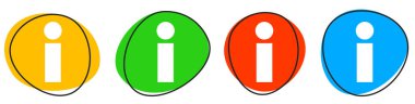 Bilgi simgesine sahip 4 renkli düğme: Mavi, sarı, kırmızı, yeşil