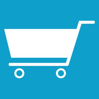 Beyaz Dükkan simgesiyle mavi arkaplan