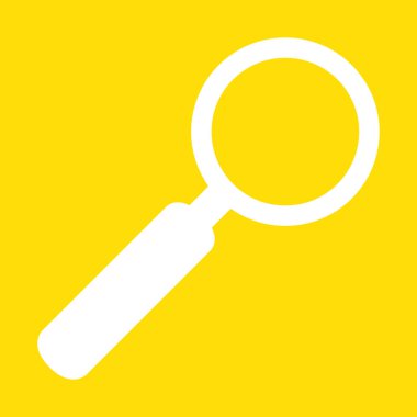 Beyaz Büyütme simgesiyle sarı arkaplan