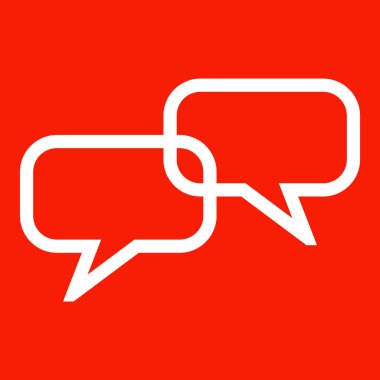 Beyaz Konuşma Kabarcıkları simgesiyle kırmızı arkaplan