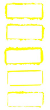 Sarı renkli 5 kirli el fırçası çerçevesi.