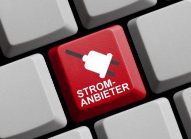 Almanca elektrik sağlayıcısını gösteren bilgisayar klavyesi - 3d illüstrasyon