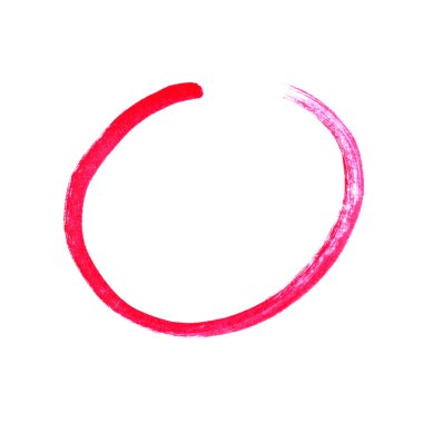 Kırmızı el boyalı kalem daire.